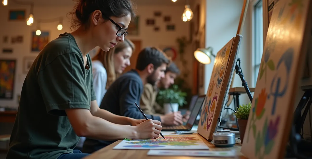 Artiste créant du contenu éducatif et partageant son expertise avec sa communauté en ligne et hors ligne à Montréal