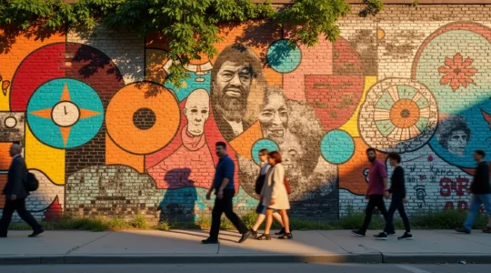 Les murs colorés de Montréal révélant l'essence culturelle et diverse de la société urbaine à travers des fresques artistiques vibrantes.