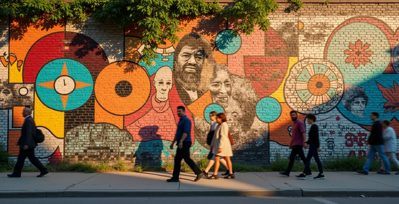 Les murs colorés de Montréal révélant l'essence culturelle et diverse de la société urbaine à travers des fresques artistiques vibrantes.