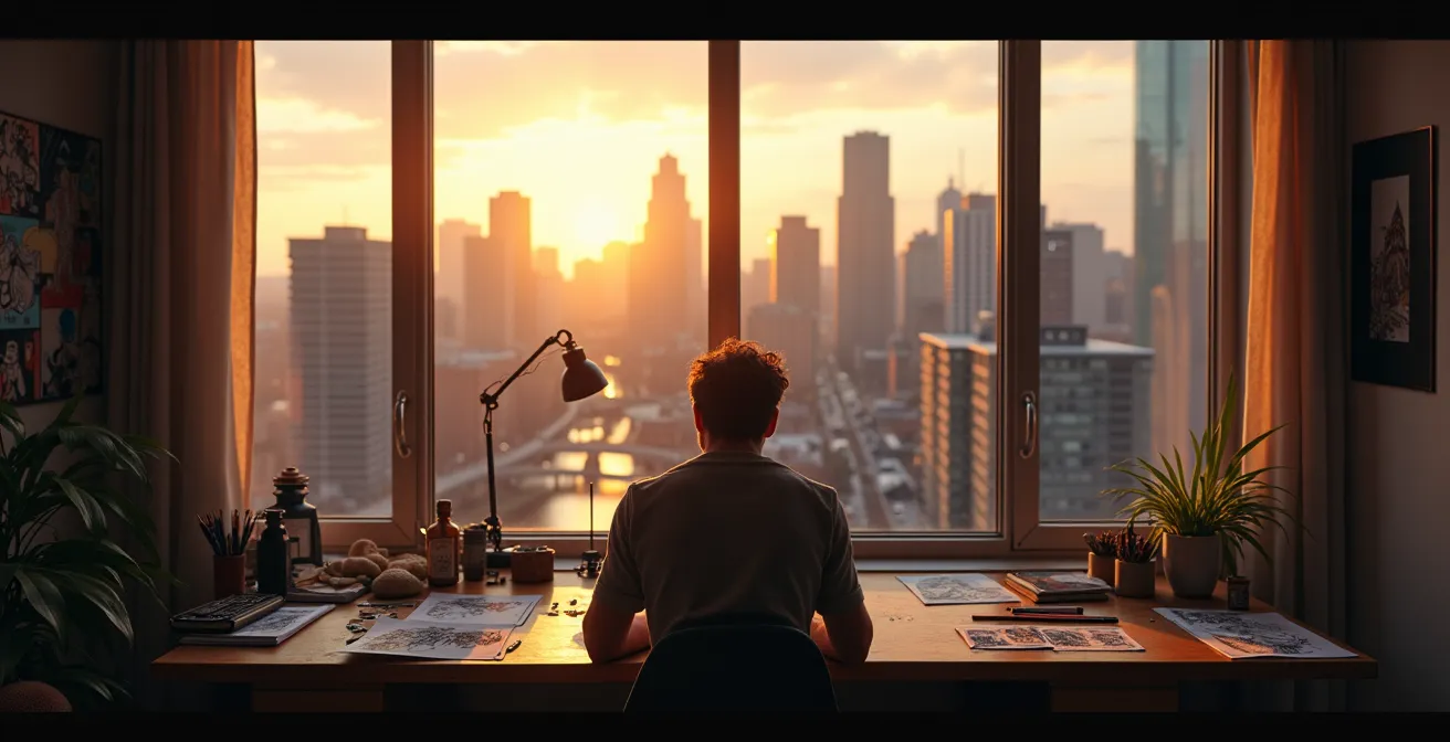 Vue de Montréal transformée en muse créative d'une artiste en plein blocage inspiré