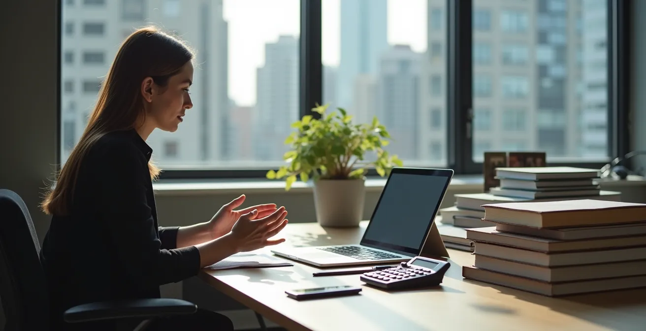 Professionnel montréalais travaillant dans un environnement hybride mêlant outils traditionnels et technologies modernes